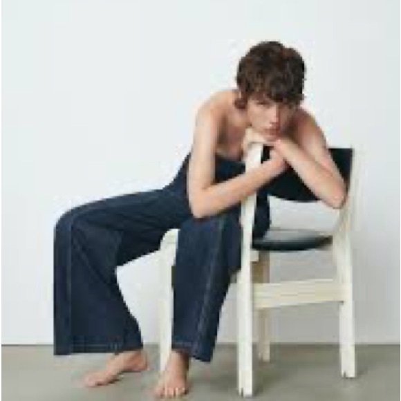 NWT ZARA TRF STRAPLESS DENIM JUMPSUIT - Picture 4 of 12